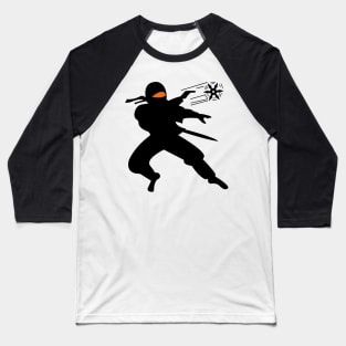 Ninja Throwing Shuriken Silhouette Baseball T-Shirt